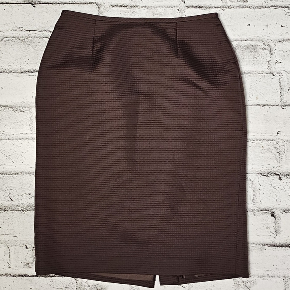 Liz Claiborne Brown Textured Pencil Skirt Size 4 Classic Career Workwear